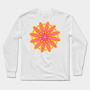 Rainbow abstract dotwork flower Long Sleeve T-Shirt